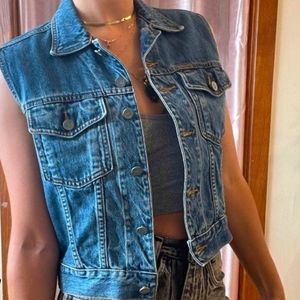 Vintage 90s CK Calvin Klein cropped jean vest Medium